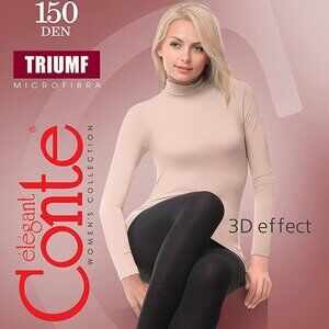 Conte Women's Warm Thick Full Length Black Winter Tights 150 Denier/Triumf L